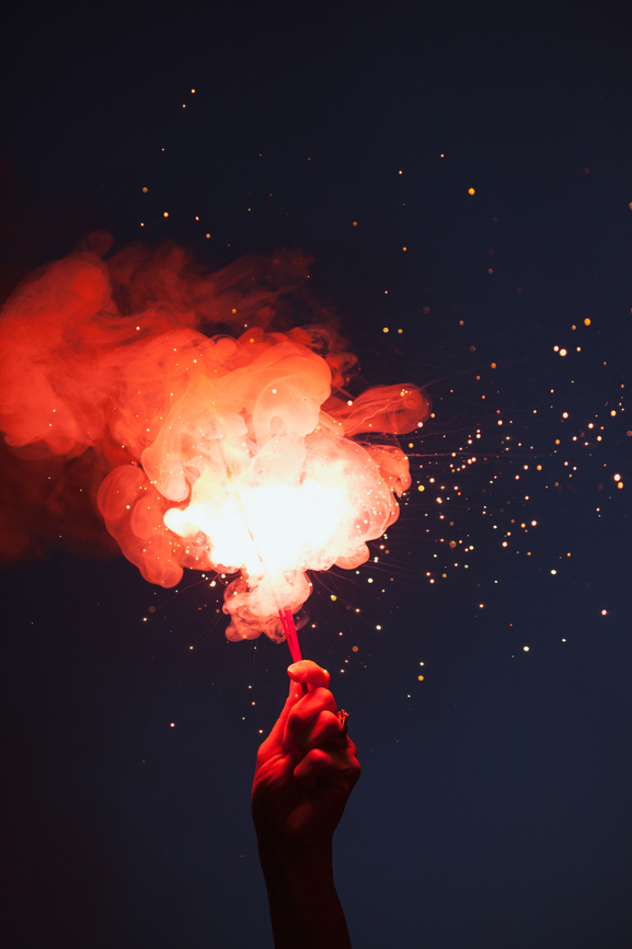 Fireworks: Hand Holding Sparkler To Celebrate